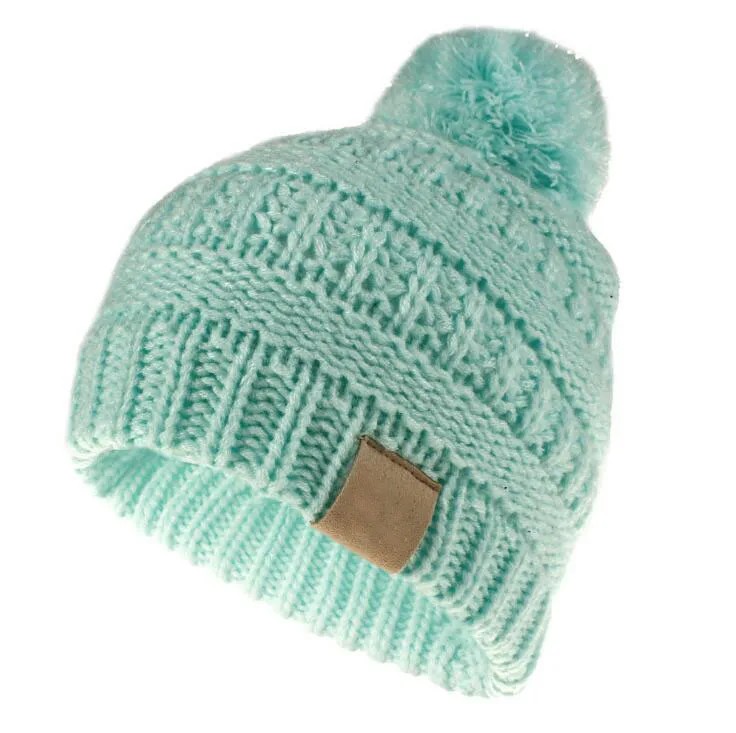 Light Green Милый модный шерстяной вязаный детский пуловер и шапка шерстяная детская бальная шапка - Цвет: Light Green