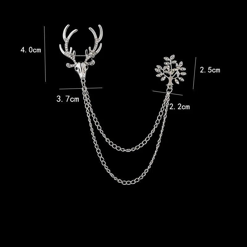 Tassel Small Deer Brooches with Chain Jewelry Luxury Lapel Pins Men's Women's Suits Shirt Collar Button Brooch Pin Accessories |