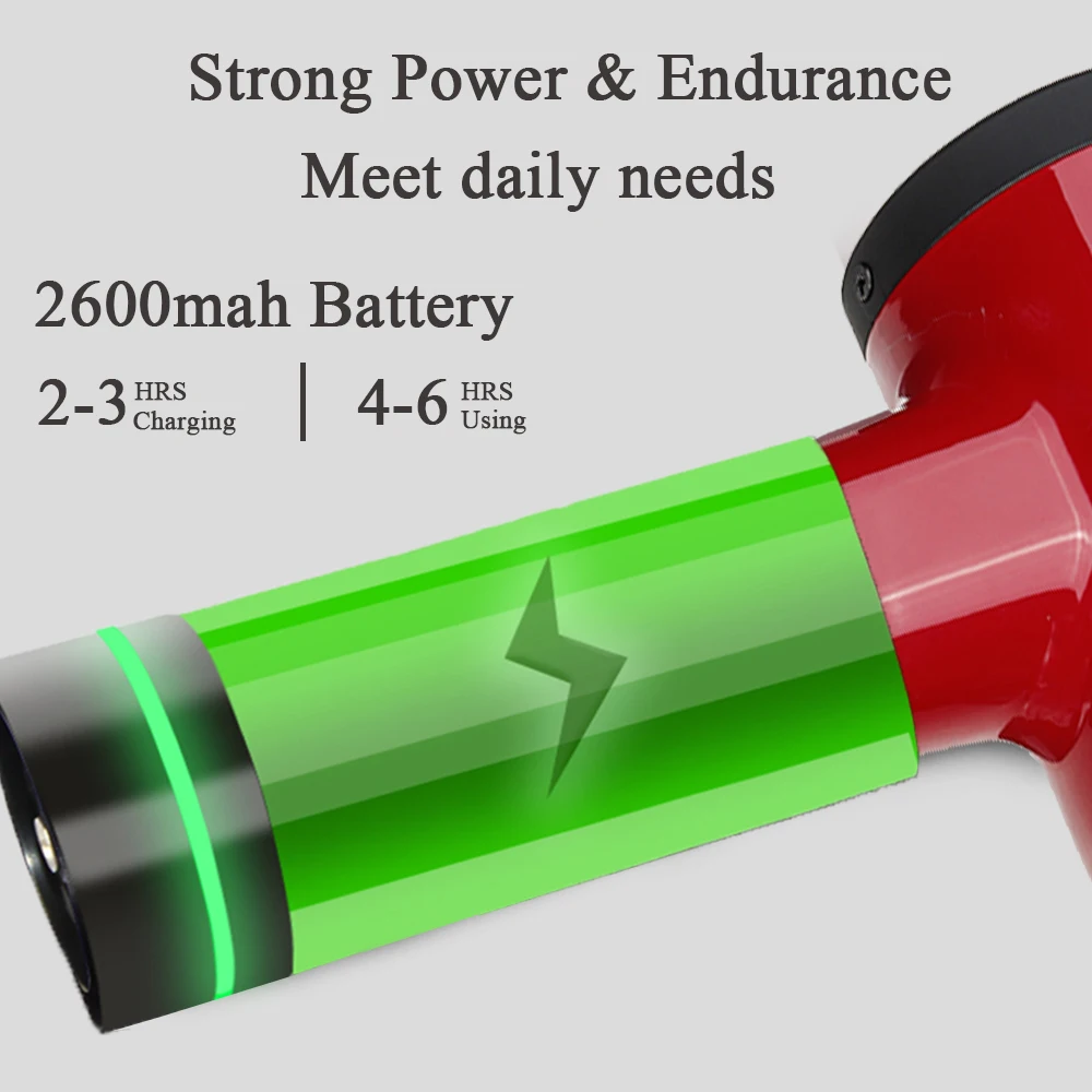 

2600mAh High Frequency Massage Gun Muscle Relax Body Relaxation Percussion Massager Deep Tissue Massager w/6 Head/5 Speeds