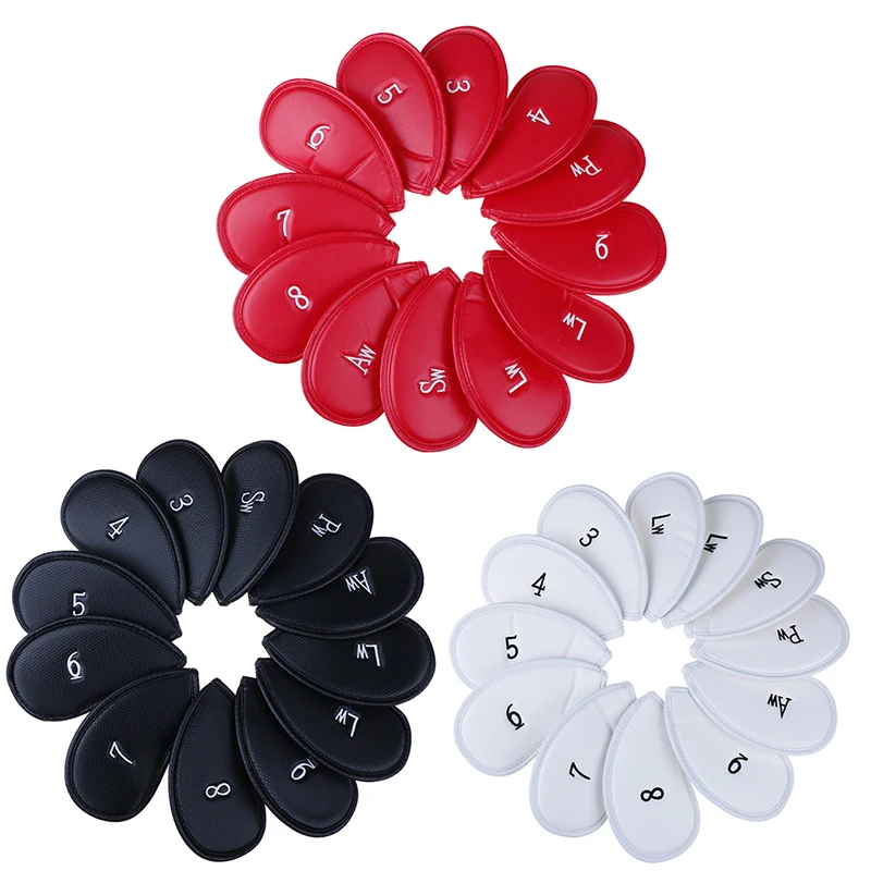 

12pcs/set Exquisite PU Golf Club Iron Head Covers Golf Head Protector Games Iron Club Head Cover Sets Cover Accessories