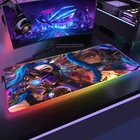 Большой резиновый коврик для мыши Arcane Jinx 90X4 0 компьютерный игровой коврик для мыши RGB XXL со светодиодной подсветкой, коврик для клавиатуры ноутбука с фиксируемой кромкой для LOL