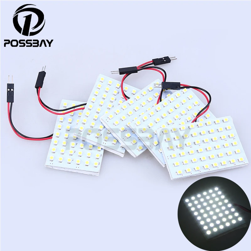 

POSSBAY 5 Pieces Panel 48SMD White Micro Dome Index Universal Car LED Lamp Bulbs Wedge White Light Headlight DC12V