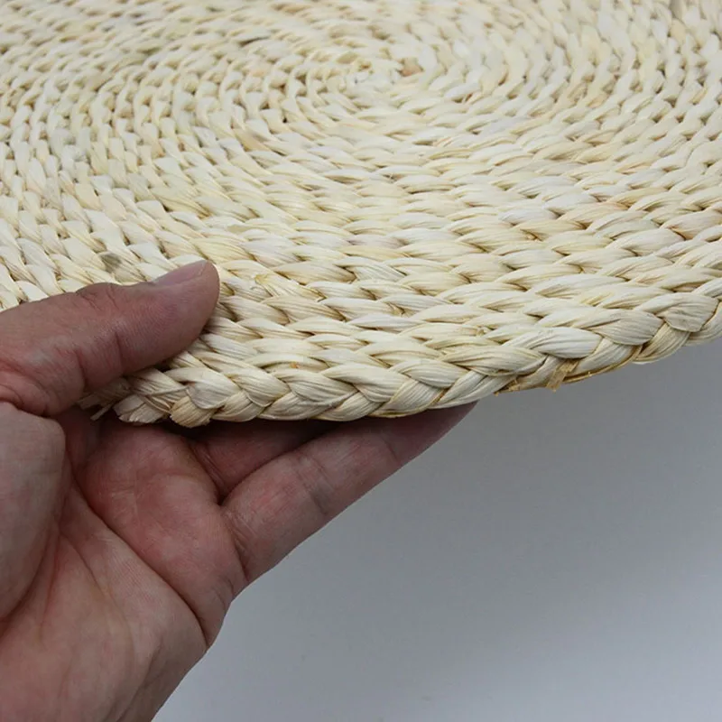Corn Fur Woven Dining Table Mat Heat Insulation Pot Holder Round Coasters Coffee Drink Tea Cup Table Placemats Mug Coaster