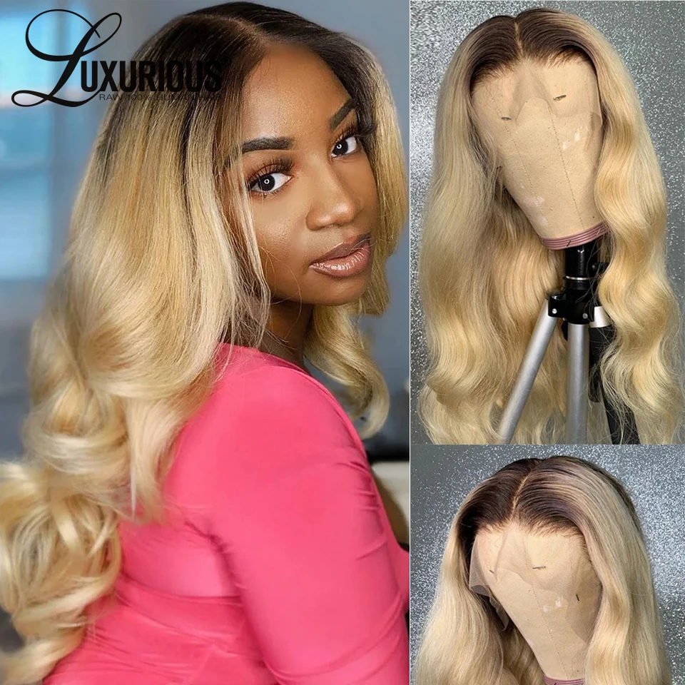 

Body Wave 4/613 Brown Blonde Human Hair Wigs Brazilian Remy Hair Blonde Colored Wigs Ombre Transparent Lace Wigs 200% Density
