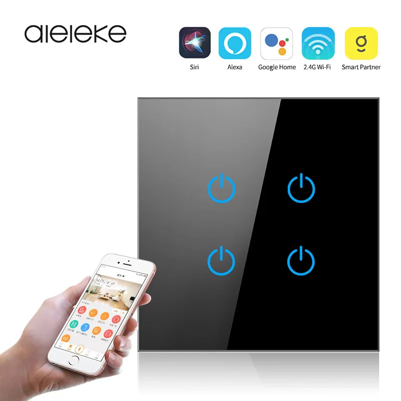 

Aleleke Smart Touch Switch with Wifi SMD Smarthome Sensor Switch 250V Retro Toggle Tactile Switch Remote Control Work for Alexa