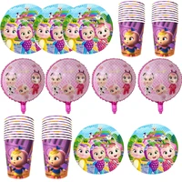 44pcslot happy birthday events party baby shower cups plates kids favors pet crying baby theme dishes foil balloons tableware