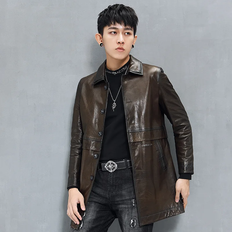 

New Fashion Cultivate Lapels Coat Youth Slim Fit Medium Length