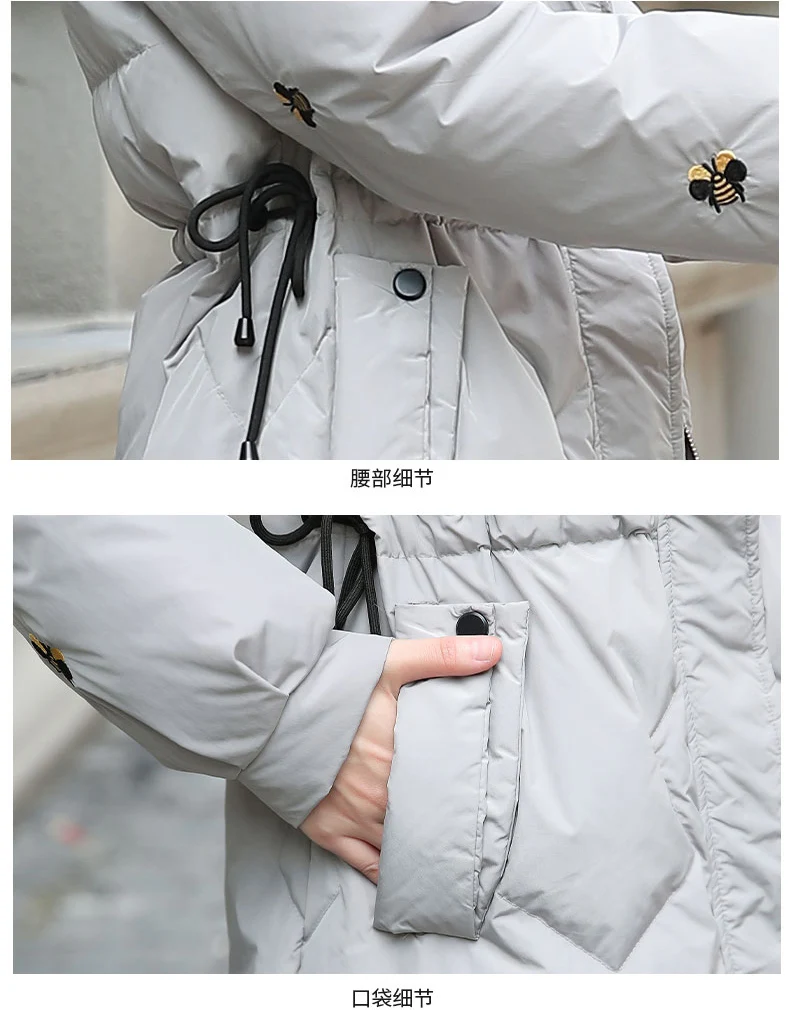 

Women Fashion Long Outwear 2019 winter embroidered Jacket Coat Lady Slim style Jacket Hooded Warm Thicken Coat Chamarras De Muje