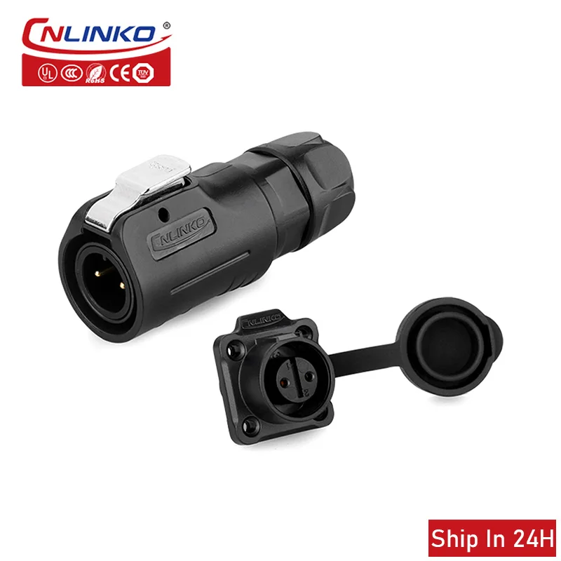 

Cnlinko LP12 industrial IP67 waterproof aviation connector 2pin 5A power adapter for outdoor automobile tractor equipment