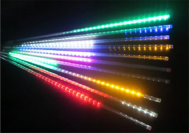 5 комплектов 10 шт./компл. светодиодный Метеоритный дождь трубы RGB рождественские декоративные огни 80 см 50 см Smd2835 семь цветов Ac85-265V