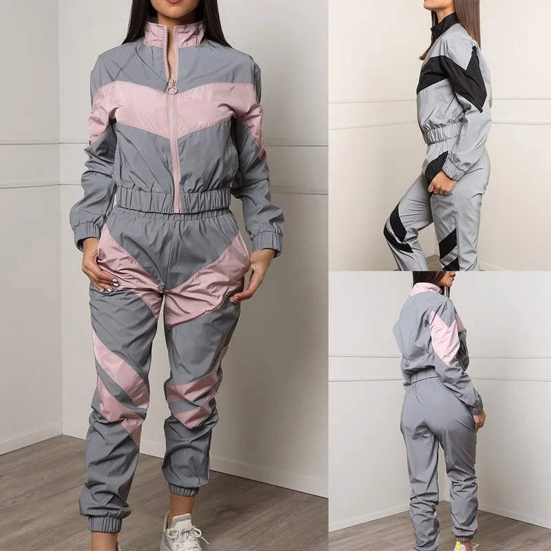 Женские спортивные костюмы комплект из 2 предметов светоотражающий укороченный