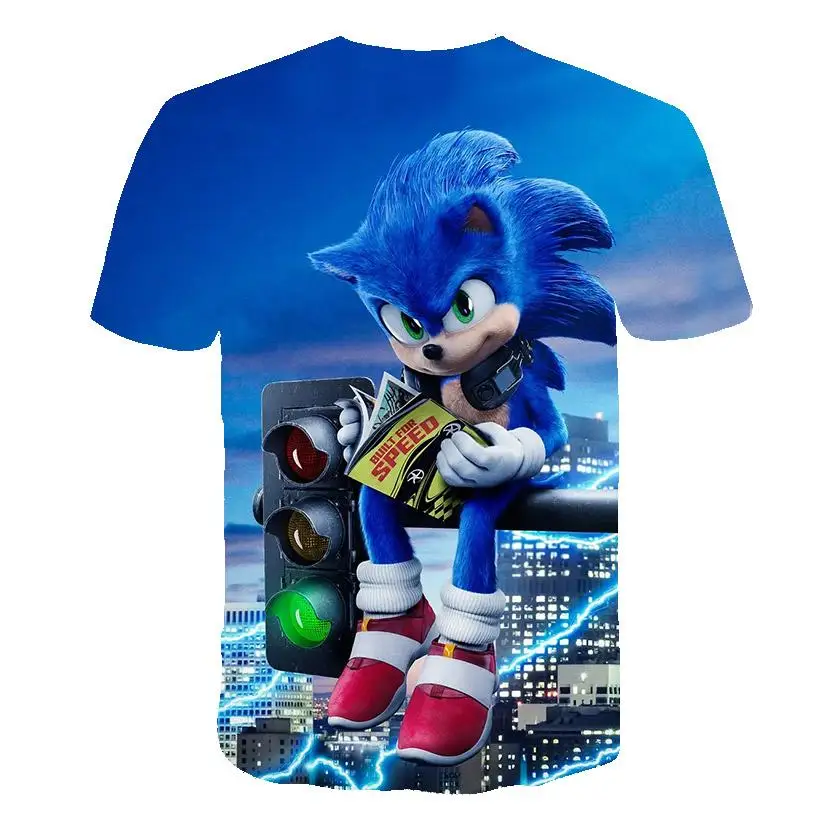 

Summer Boys Cartoon Sonic - hedgehog t shirt Blue 3D Printed Girls Streetwear Children Kids Clothes Baby Funny Tshirt O-Neck