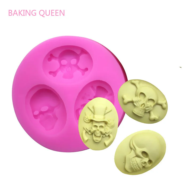 Выпечка Королева 3D Скелет Голова Череп силиконовые формы торт с глазурью Конфеты
