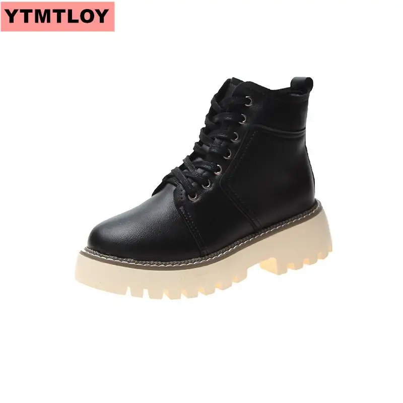 Модные ботильоны Зимние Женские ботинки из искусственной кожи Рабочая обувь с