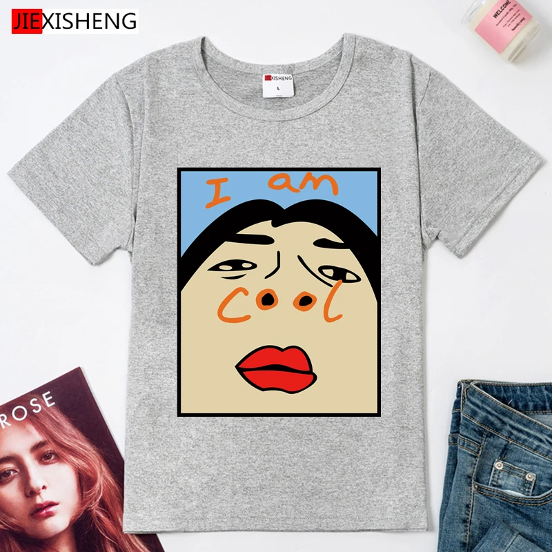 Модный стиль я с классным принтом в виде букв для женщин Футболка 2020 летняя