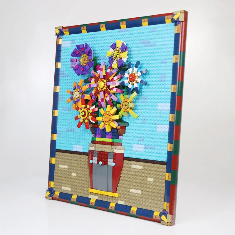

MOC Pixel Art Mosaic Painting Set DIY Sunflower World Masterpiece Van Gogh Building Block Bricks Toys For Friend Girls Gift