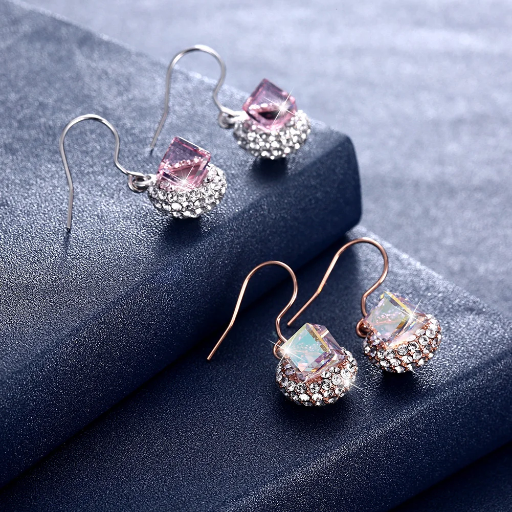 

ZEMIOR 925 Sterling Silver Women's Drop Earrings Geometric Double-Sided Austria Crystal Earring Wedding Fine Jewelry On Sale