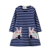 long sleeve girls dresses new arrival princess dresses with animals horse applique children clothing for autumn