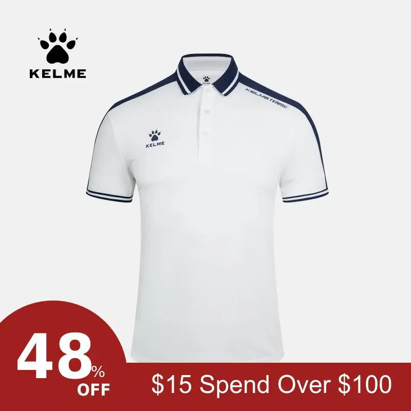 KELME мужская летняя рубашка поло с коротким рукавом из хлопка, Спортивная рубашка поло, Тонкая Повседневная рубашка 3891068