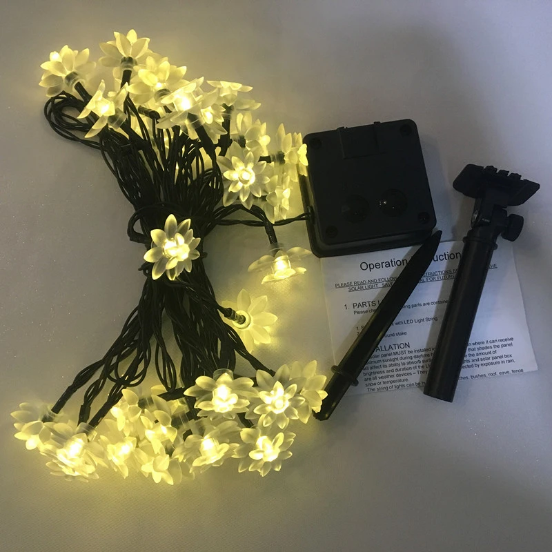 

Solar String Lights Garden Patio Outdoor LED Lotus Flowers Christmas Garland Fairy Lights Decoration Wedding Holiday Lighting
