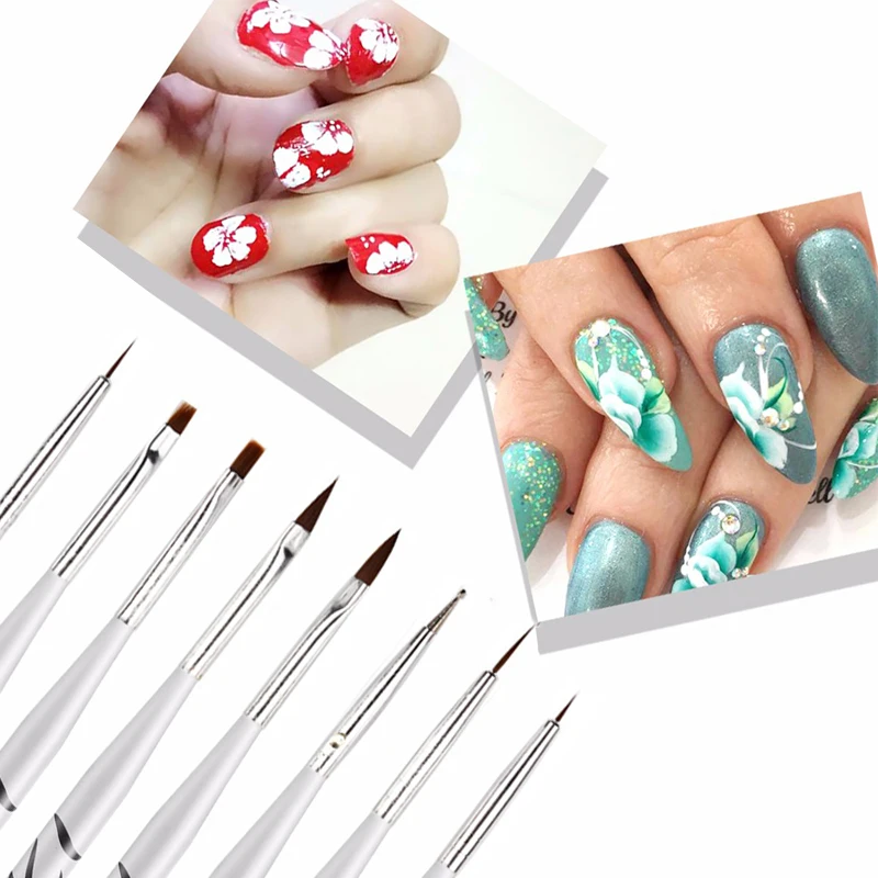 Набор кистей для рисования ногтей 8 шт. набор дизайна с деревянной ручкой