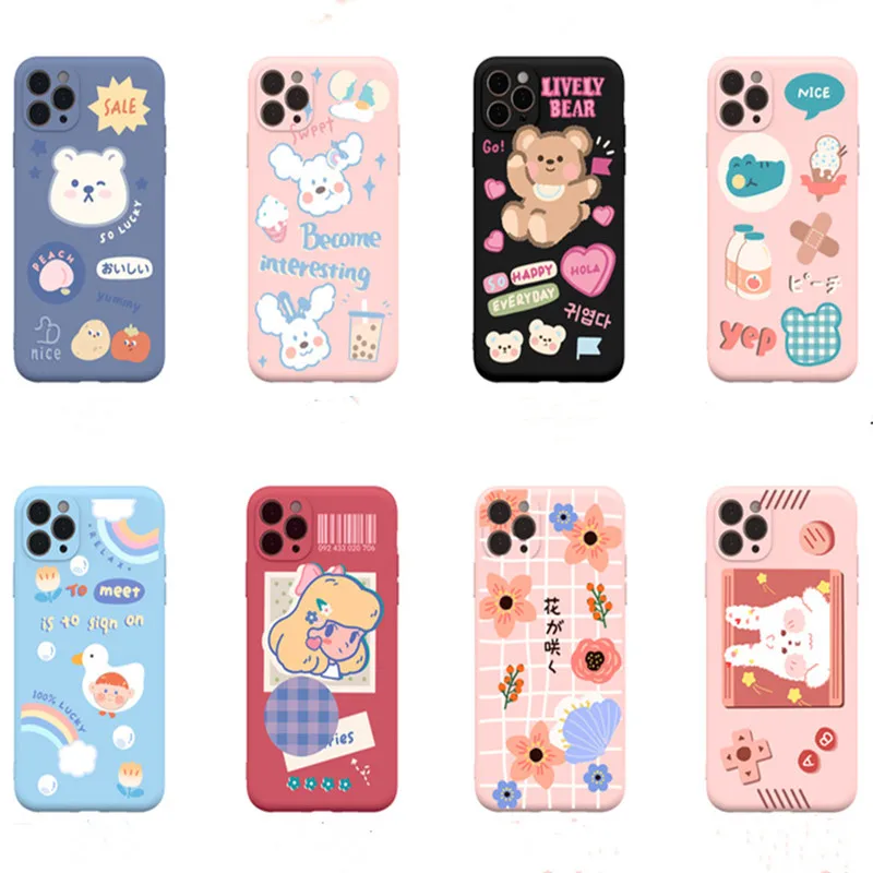 

Cute Cartoon Phone Case for 12pro 12 12mini 11pro max XS Xs max XR 7 8 plus 7 8 12pro max Bear All-inclusive Case