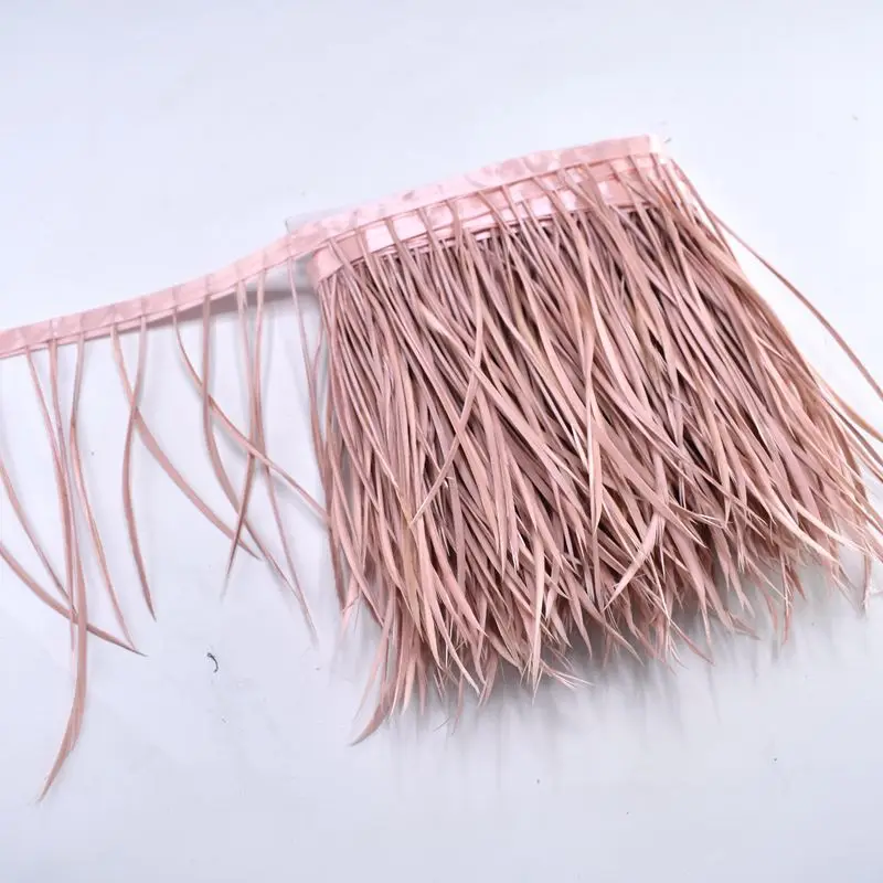 Leather pink 1 м кожа розовый гусиные перья отделка бахрома швейная одежда 6-" DIY натуральные волосы перья ленты вечерние свадебные украшения - Цвет: Leather pink