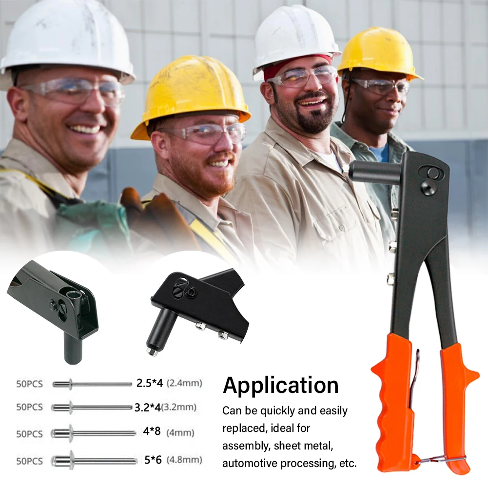 

Professional Hand Riveter Durable Pull Rivet Nut Tool Set Rubber handle Pulling Rivet Gu n With 2.4mm 3.2mm 4.0mm 4.8mm Nails