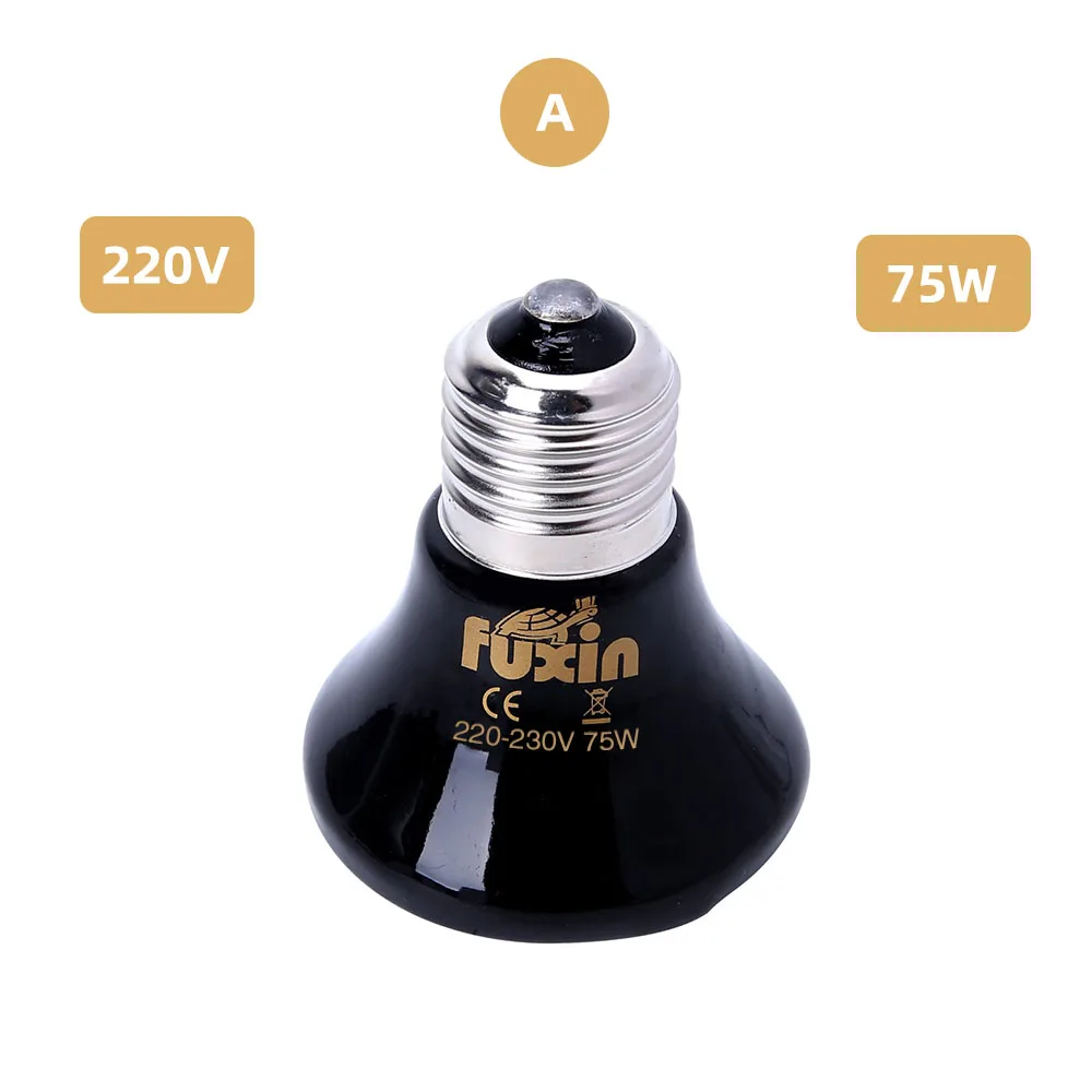 A 220V 75W E27 Pet Heating lamp Mini Infrared Ceramic Emitter Heat Bulb Pets Turtle Heating Light Box Warmer Light Bulbs 25/50/75/100W - Цвет: A 220V 75W