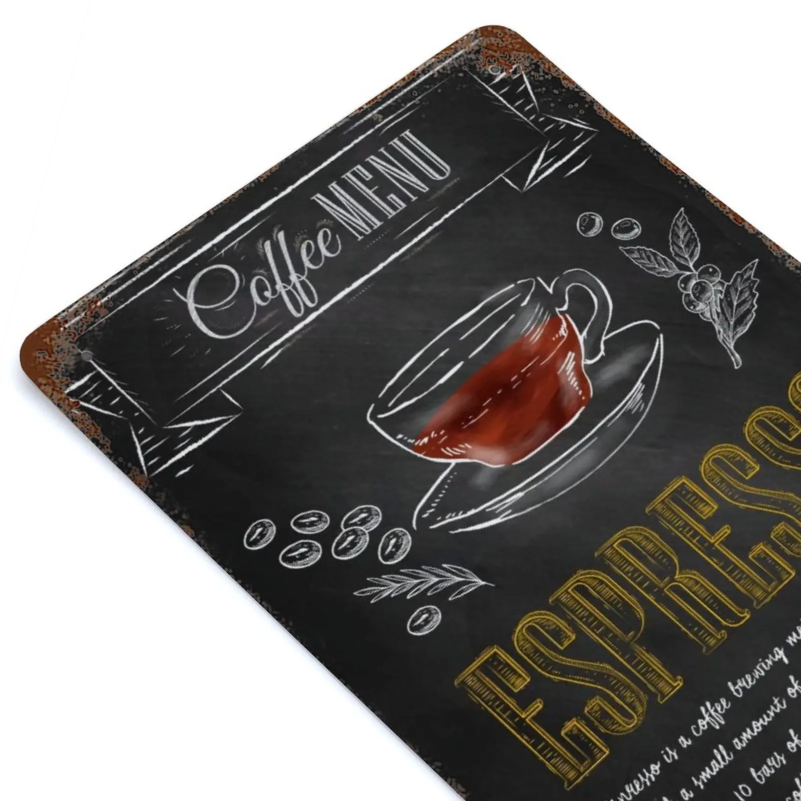 

Coffee Espresso Printed Vintage Metal Poster Home Pub Bar Garage Wall Decoration Tin Sign Plaque Decor