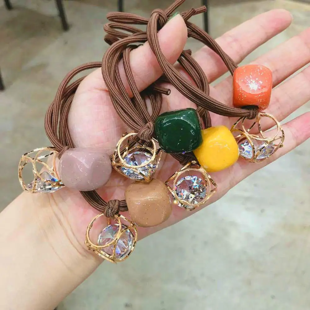

Acrylic Rhinestone Hair Ropes For Girls Women Geometric Hollow Elastic Rubber Hair Bands Korean Style Headdress Hair Accessories