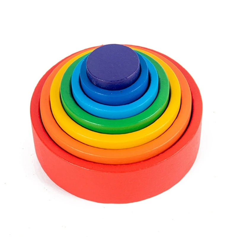 Деревянные радужные блоки из натурального дерева детские игрушки строительные