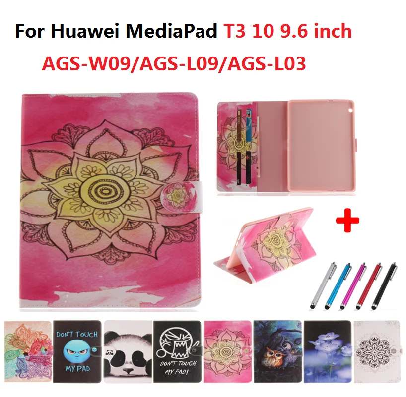 Принт Caqa для Huawei MediaPad T3 10 чехол планшета AGS-W09 Медиа Pad 9 6 AGS-L09 AGS W09 L09 + ручка |