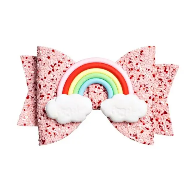 Заколка для волос женщин и девочек с радужными блестками бантом | Аксессуары