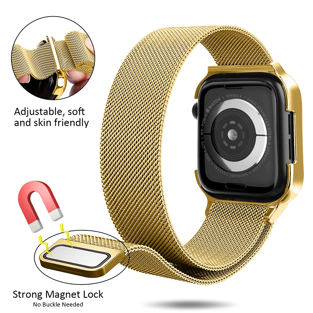 Mlianese Loop ремешок+ металлический чехол для Apple Watch 3 2 1 ремешок 42 мм 38 мм крышка Iwatch 5 4 ремешок 44 мм 40 мм браслет аксессуары для часов