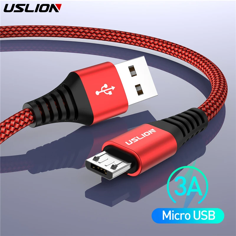 USLION 3A Micro USB быстрый заряд кабеля USB кабель для передачи данных провод для Samsung Xiaomi Redmi Note 4 5 Android кабель Microusb Быстрая зарядка