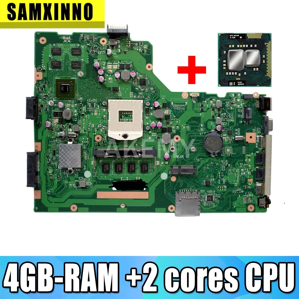 

Akemy Laptop motherboard for ASUS X75VC X75VB X75VD X75VD1 X75V mainboard 4GB-RAM GT930M/2GB Free CPU 2 cores 2.0 GHZ