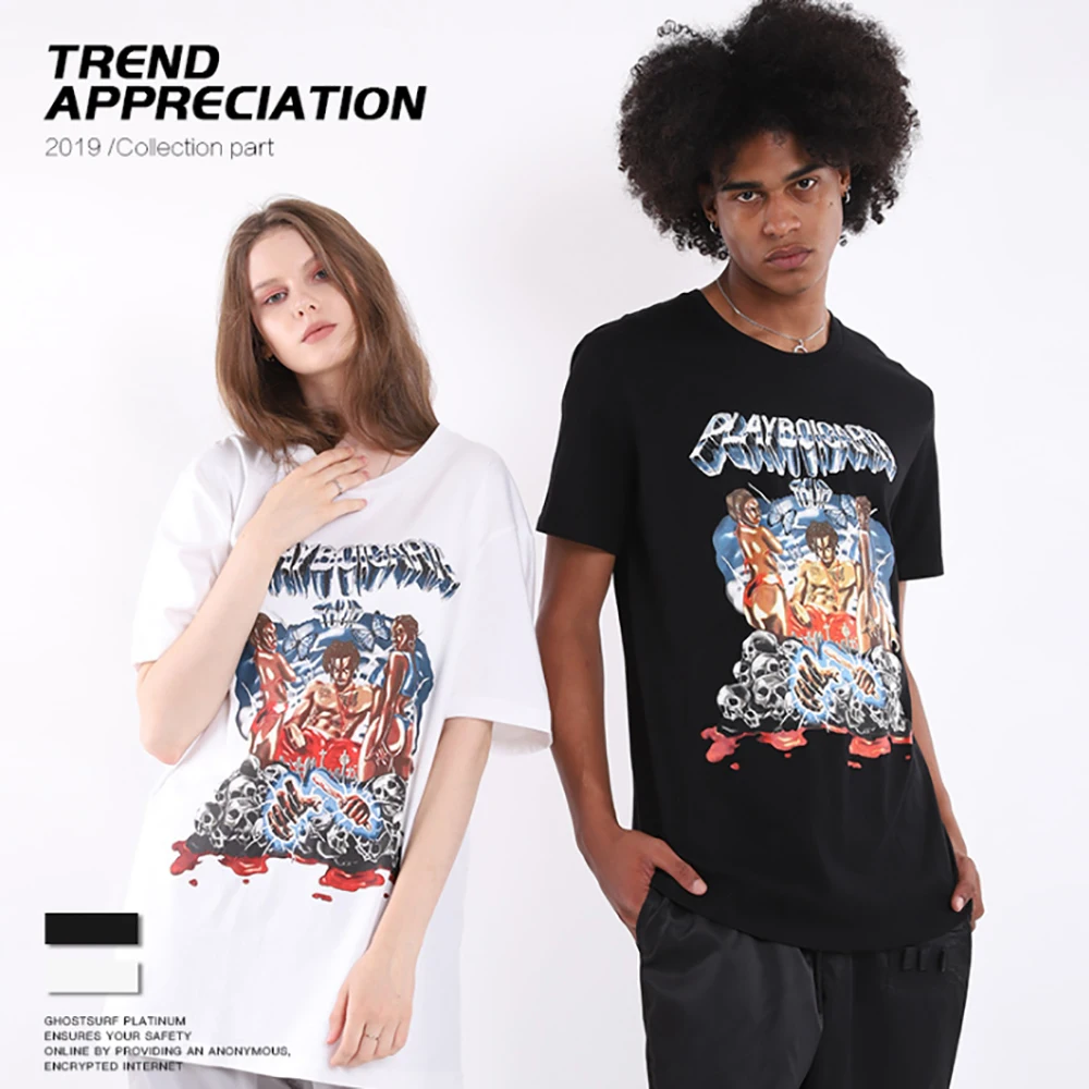 

NAGRI ASAP Testing Playboi Carti T Shirt Graphic Printing T-Shirt Hip Hop Short Sleeve Summer New Tee 2020 Europe And America