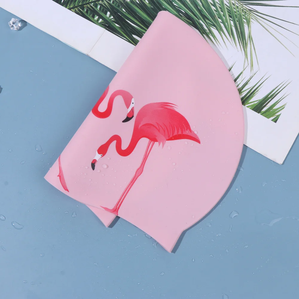 

1PC Silicone Swimming Cap Practical Waterproof Swim Pool Hat Long Hair Ear Protection Swim Cap for Girls Female (