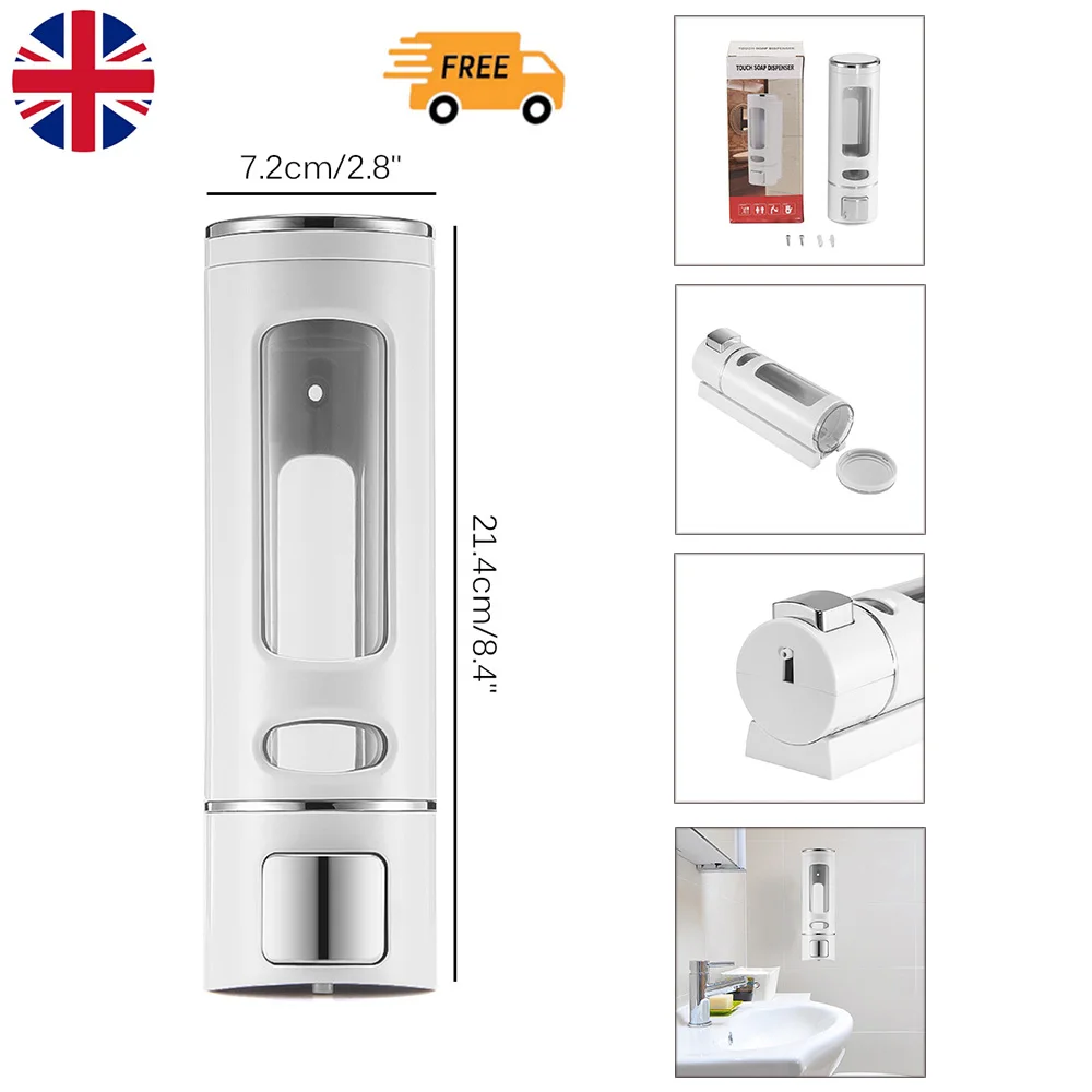 Настенный дозатор для жидкого мыла пластиковый 400 мл бутылка с моющим средством