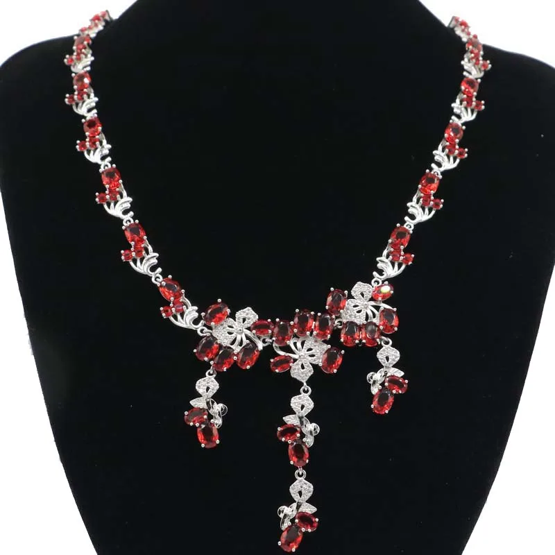 

Женское серебряное ожерелье SheCrown, 63x53 мм, с красными кровными рубинами и танзанитами, 17-19 дюймов