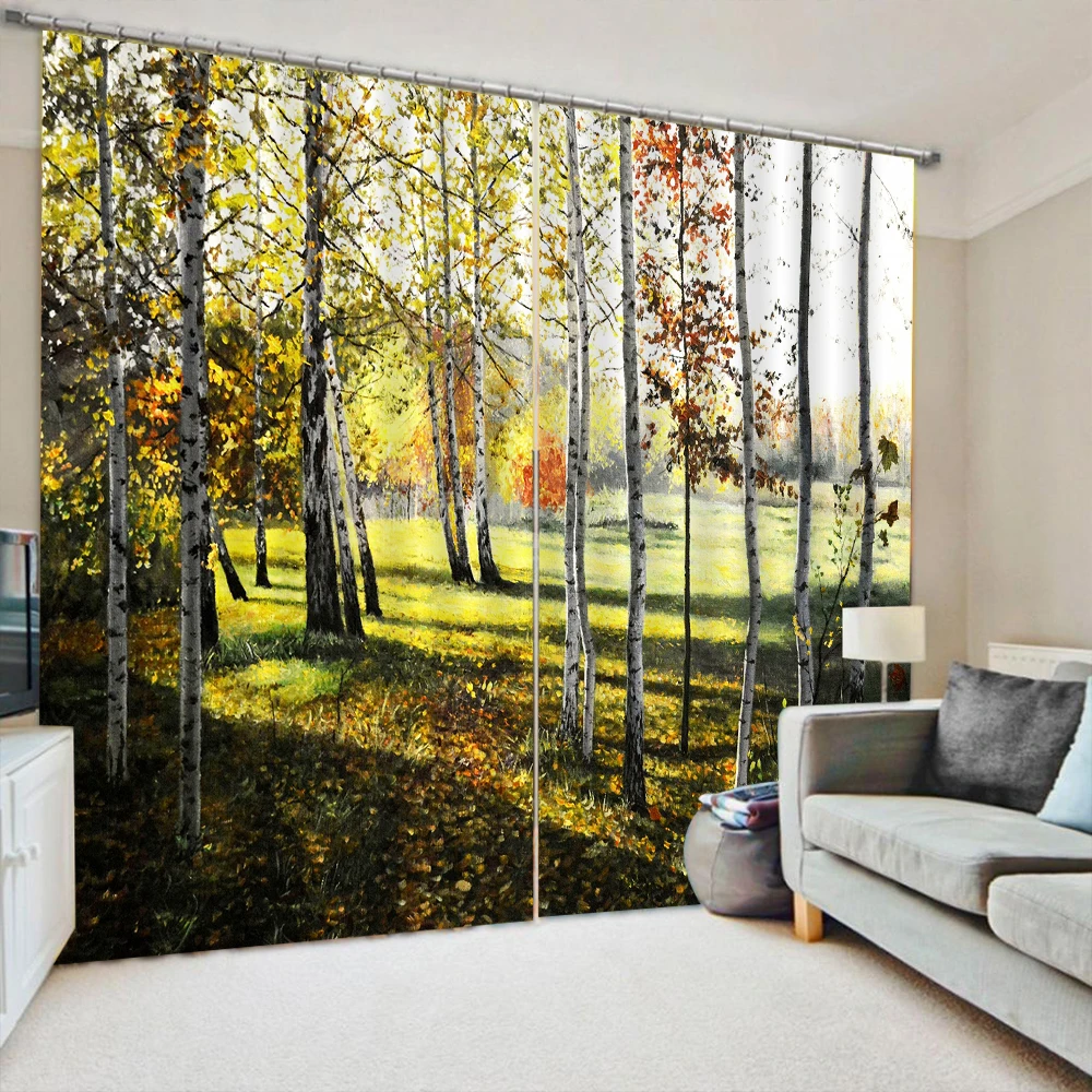 

New green forest curtains blackout curtain Luxury Blackout 3D Curtains For Living room Bedding room Office