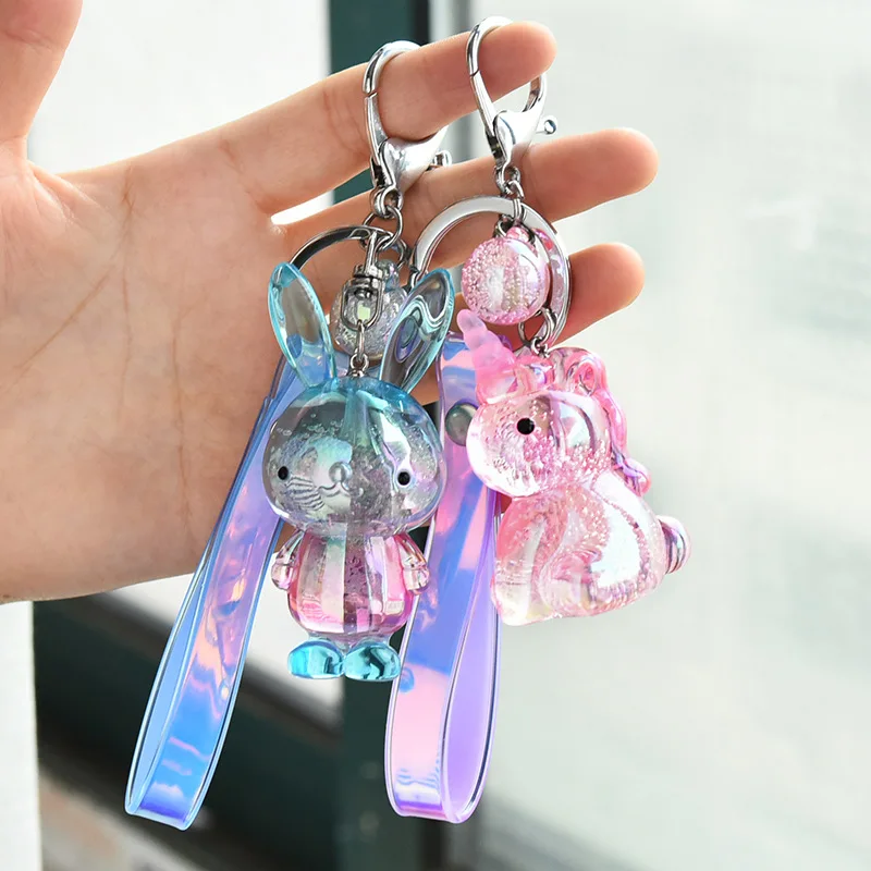 Корейский красочный брелок в виде кролика с кристаллами акриловый для женщин и