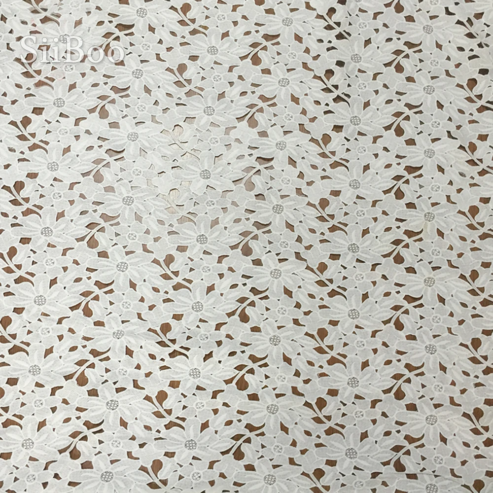 Элегантная кружевная ткань с вышивкой в виде листьев лотоса для платья юбки