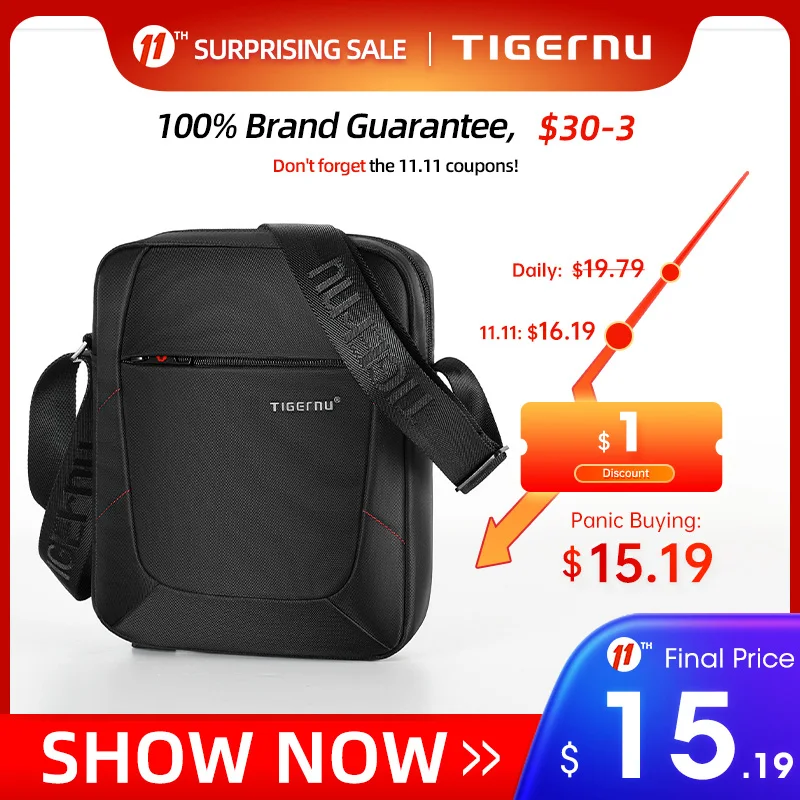  Tigernu брендовая сумка на плечо для мужчин, мужская сумка-мессенджер, мужские черные сумки 10 дюймов, сумки через плечо, маленькая сумочка,…