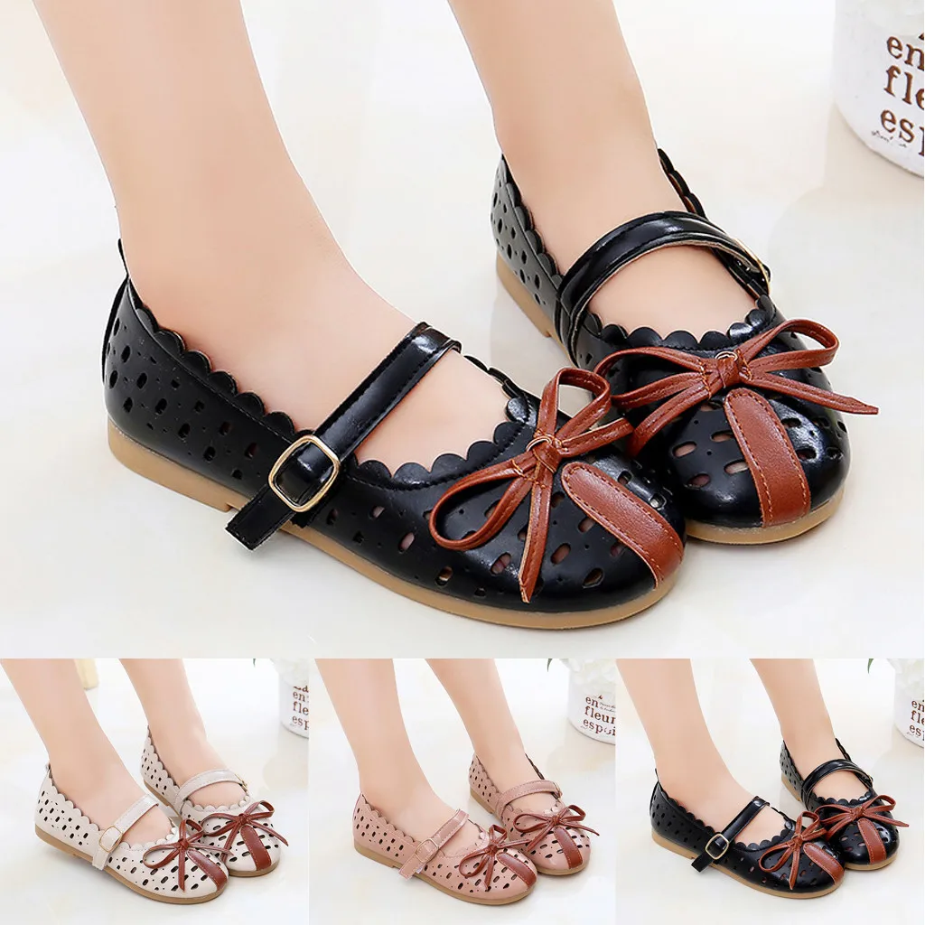 Обувь для девочек Сандалии принцессы маленьких детей с вырезами и бантом Sandalia