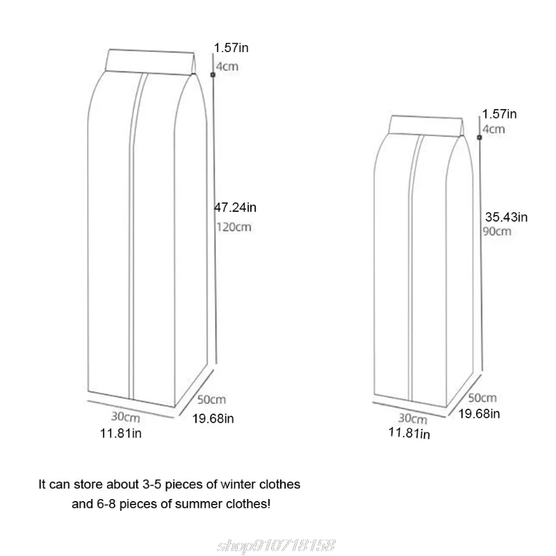 

Large Capacity Translucent Clothes Cover Protector Dustproof Hanging Clothing Storage Bag with Full Zipper M24 21 Dropship