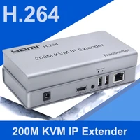 h 264 200m hdmi kvm extender over ip utpstp rj45 ethernet cat5e cat6 cable network usb mouse keyboard one to multi via switch