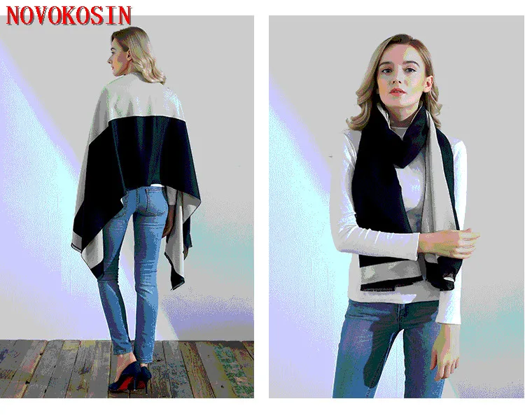 

Женская двухслойная шаль из искусственного кашемира, черная или белая шаль с надписью, роскошный Теплый мягкий женский шарф с кисточками на...