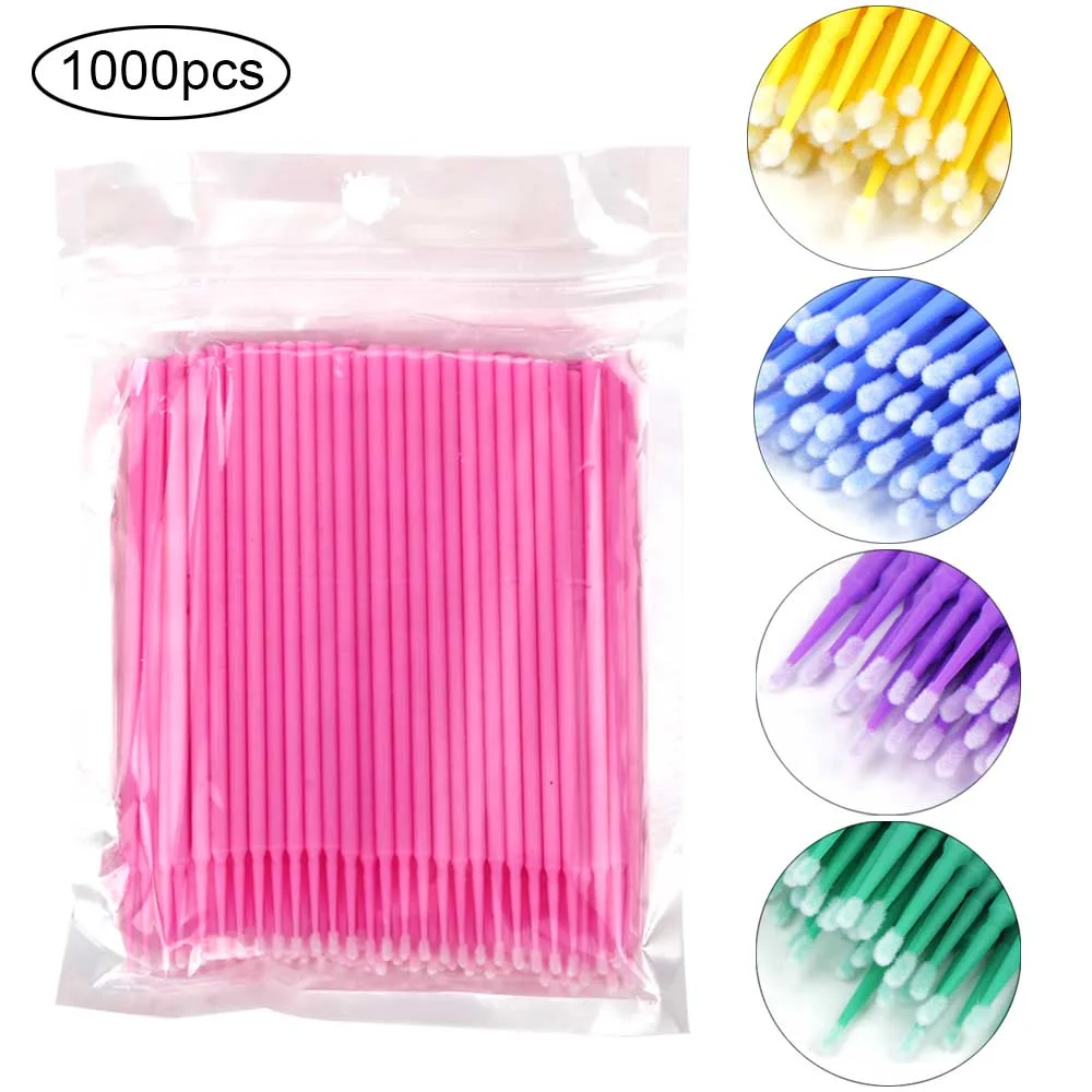 

500/1000pcs/lot Disposable Eyelashes Brushes Makeup Micro Mascara Brush Eyelash Extension Individual Lash Removing Cotton Swab